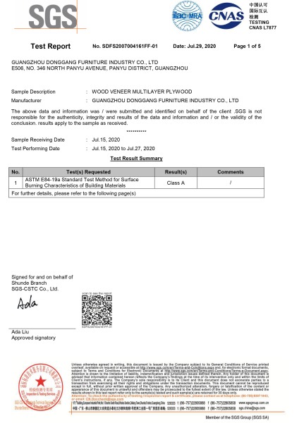 American Standard A-level Report on Wood Veneered Multilayer Board